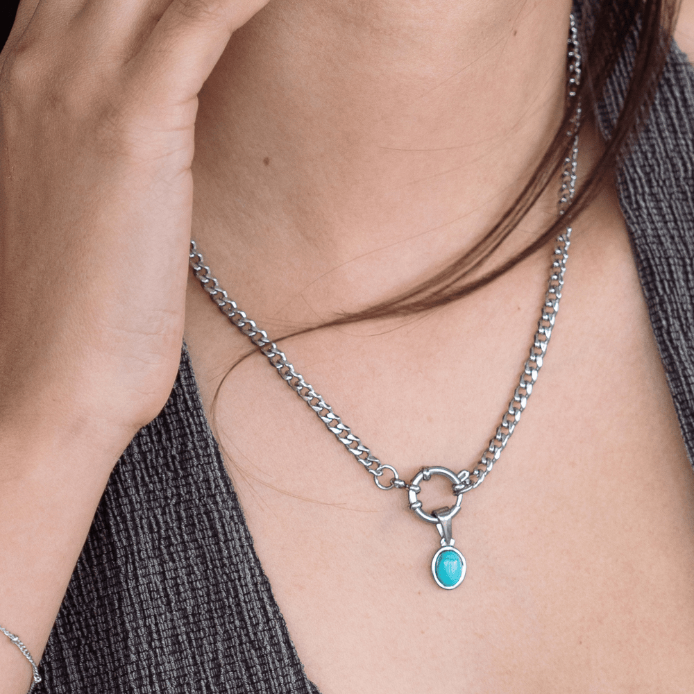 Turquoise Drop Charm - Silver - Ocean Native