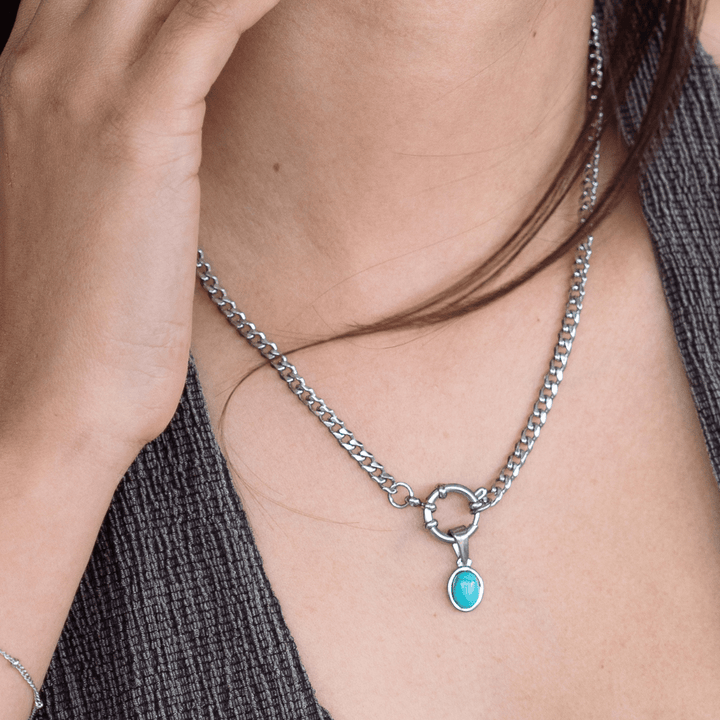 Turquoise Drop Charm - Silver - Ocean Native