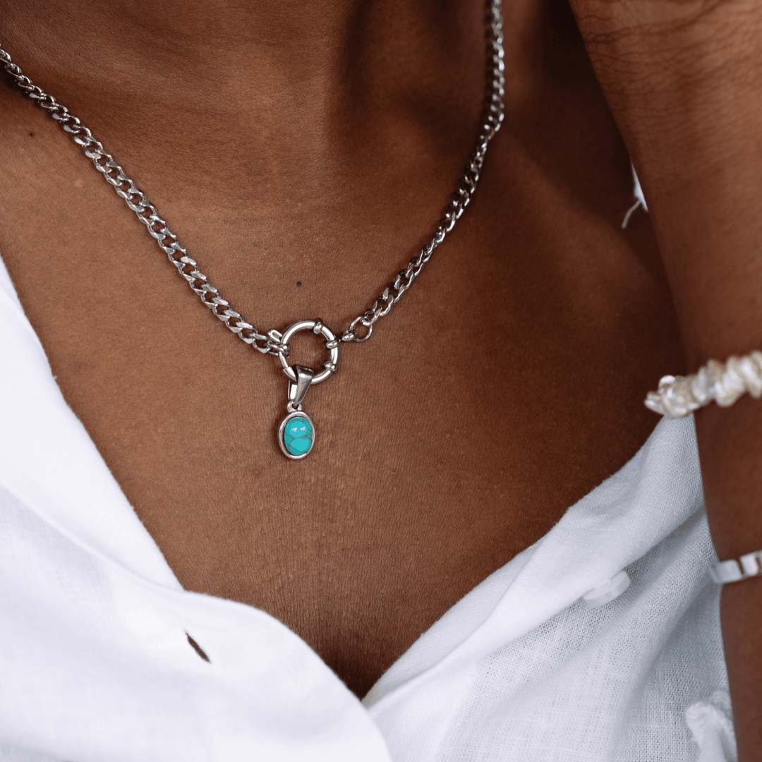 Turquoise Drop Charm - Silver - Ocean Native