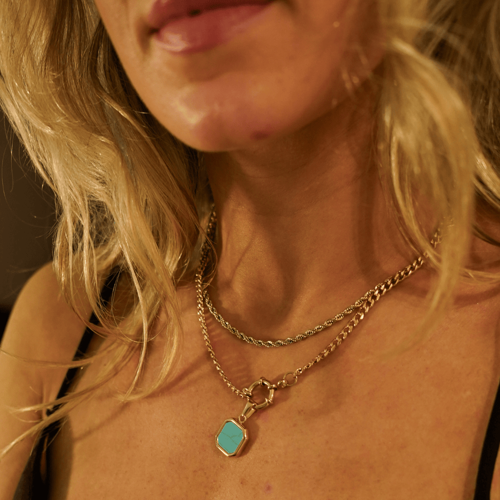 Turquoise Square Pendant Charm - Ocean Native
