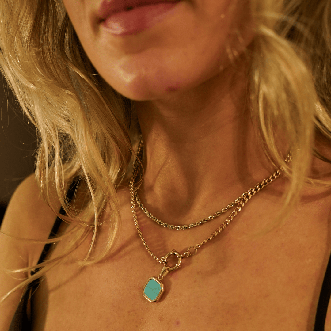 Turquoise Square Pendant Charm - Ocean Native