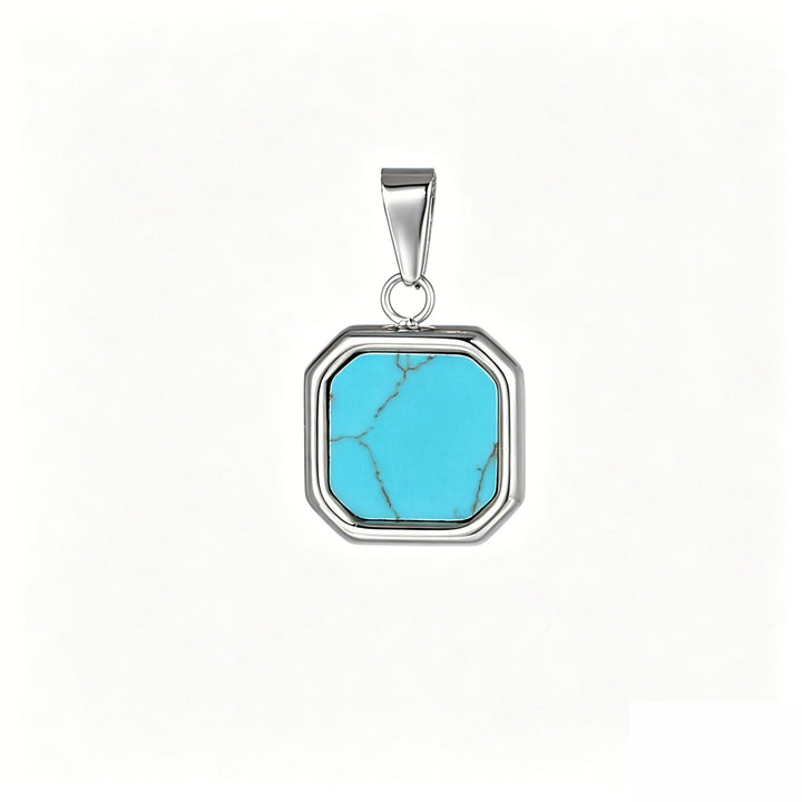 Turquoise Square Pendant Charm - Silver - Ocean Native