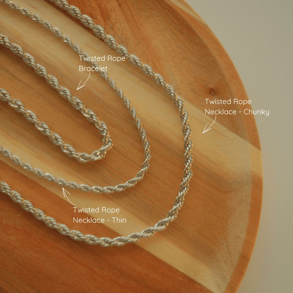 Twisted Rope Necklace - Chunky - Silver - Ocean Native