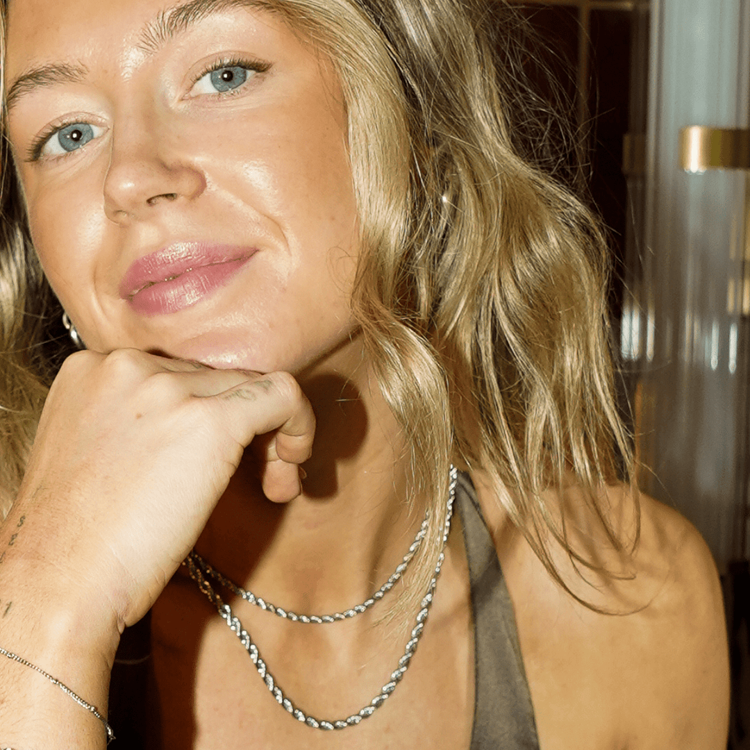 Twisted Rope Necklace - Chunky - Silver - Ocean Native