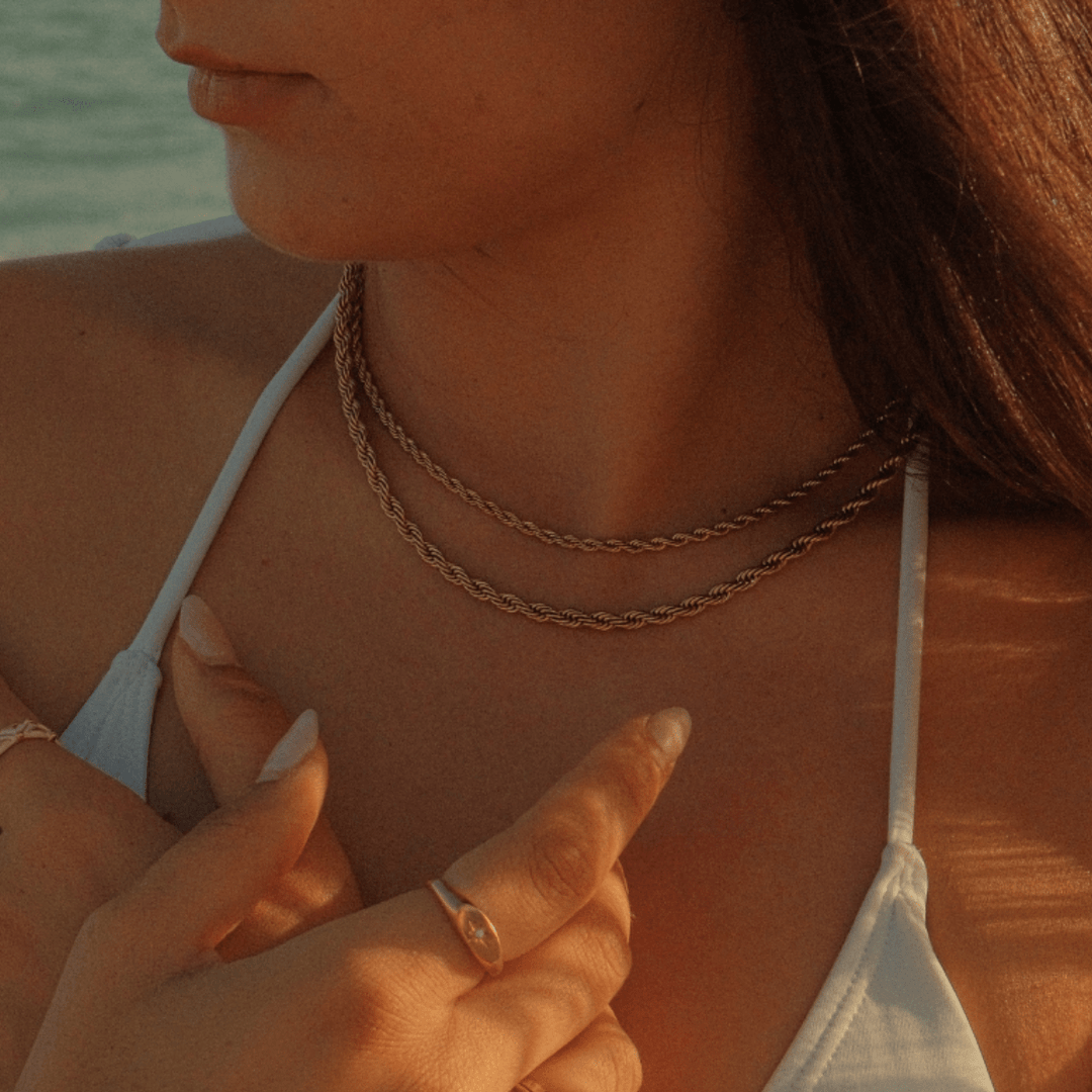 Twisted Rope Necklace - Thin - Gold - Ocean Native