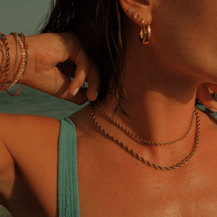 Twisted Rope Necklace - Thin - Gold - Ocean Native