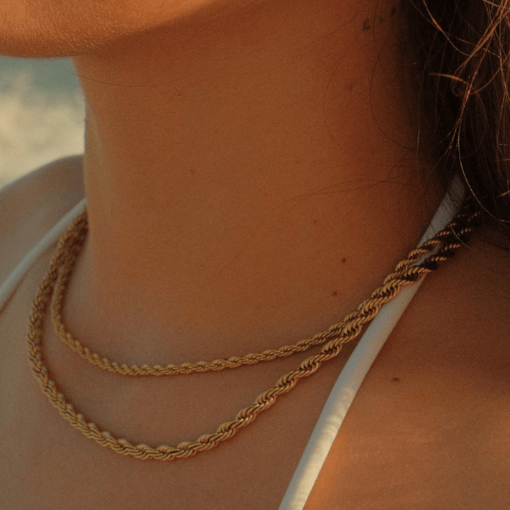 Twisted Rope Necklace - Thin - Gold - Ocean Native