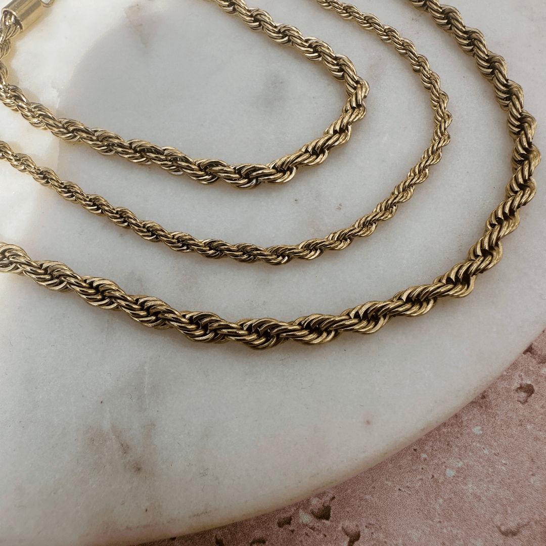 Twisted Rope Necklace - Thin - Gold - Ocean Native