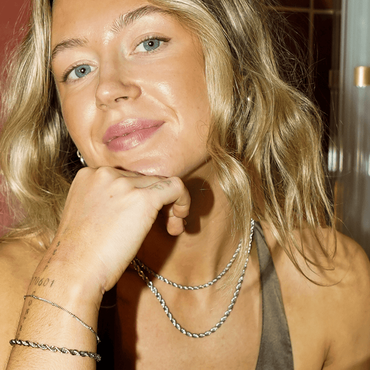 Twisted Rope Necklace - Thin - Silver - Ocean Native