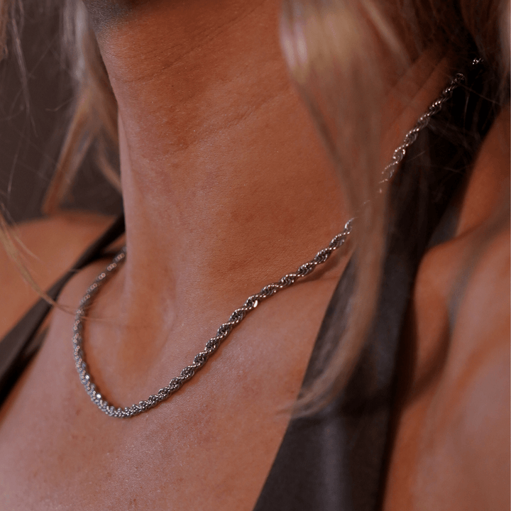 Twisted Rope Necklace - Thin - Silver - Ocean Native